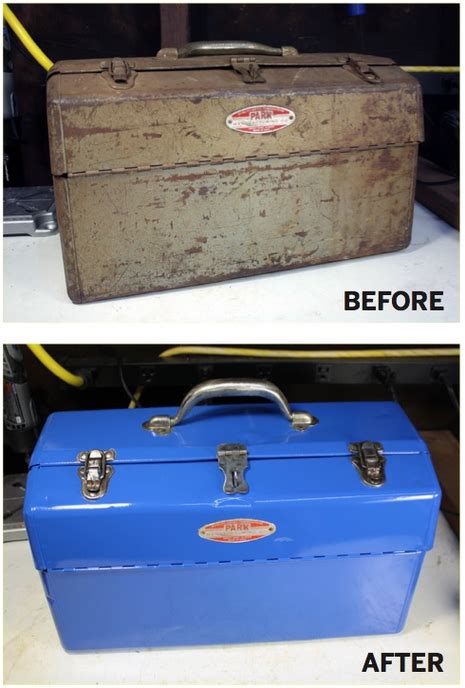 repaint an old metal tool box|repainting an old toolbox.